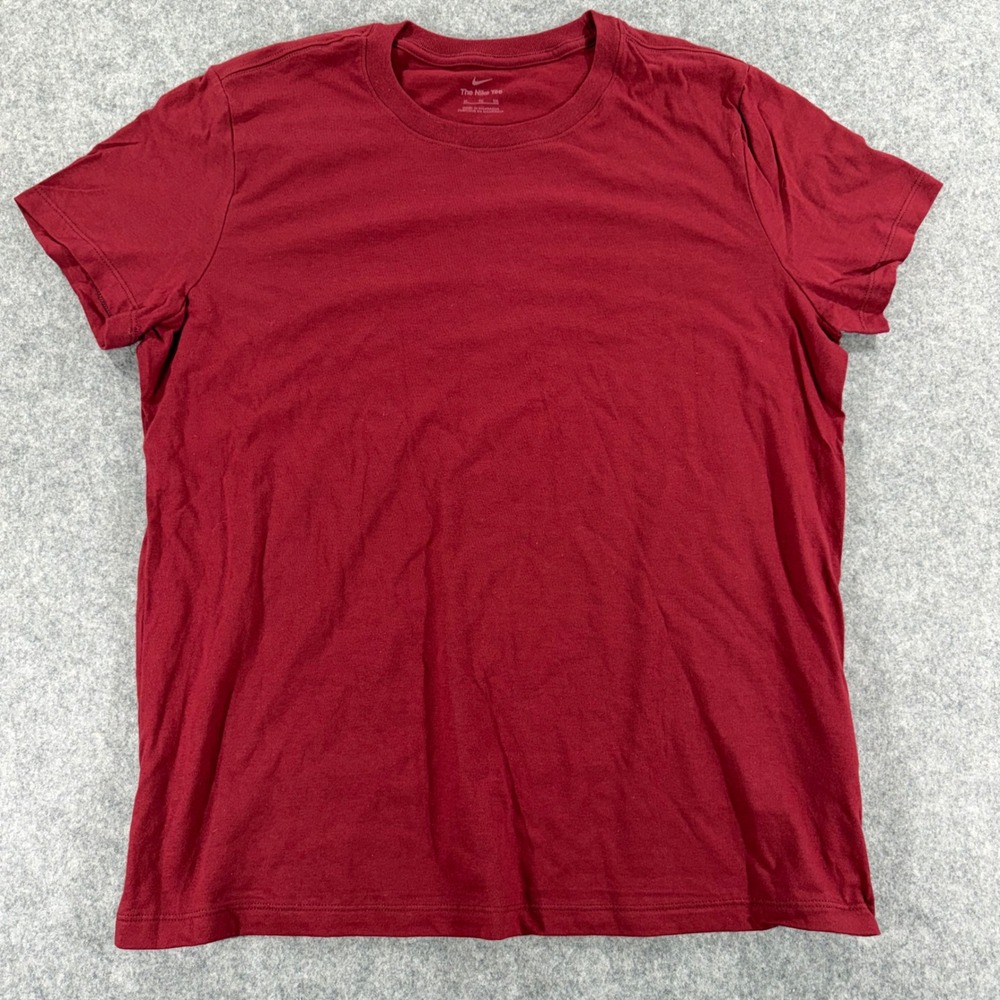 Nike Mens XL T-Shirt Short Sleeve Crew Neck Solid Burgundy Red Cotton Athletic